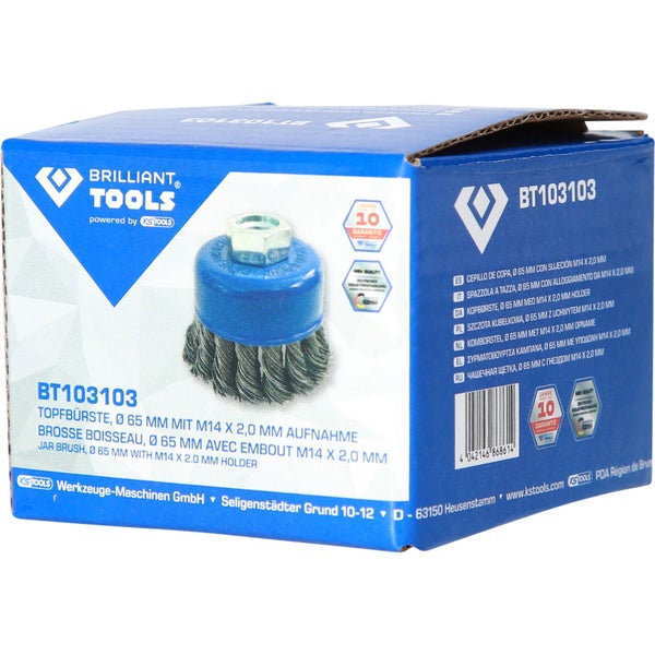 BRILLIANT TOOLS Topfbürste Ø 65 mm mit M14 x 2,0 mm Aufnahme - BT103103
