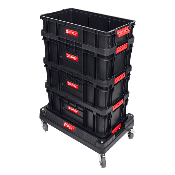 PROREGAL QBRICK Transportroller Two HxBxT 39,5 x 59,5 x 17,5 cm Mit 4 Lenkrollen Traglast 100kg Metall Schwarz