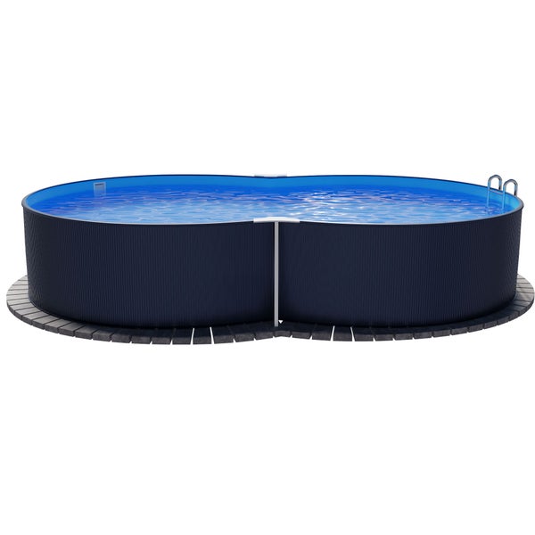 Rundes Stahlwandbecken mit Wasser und Leiter