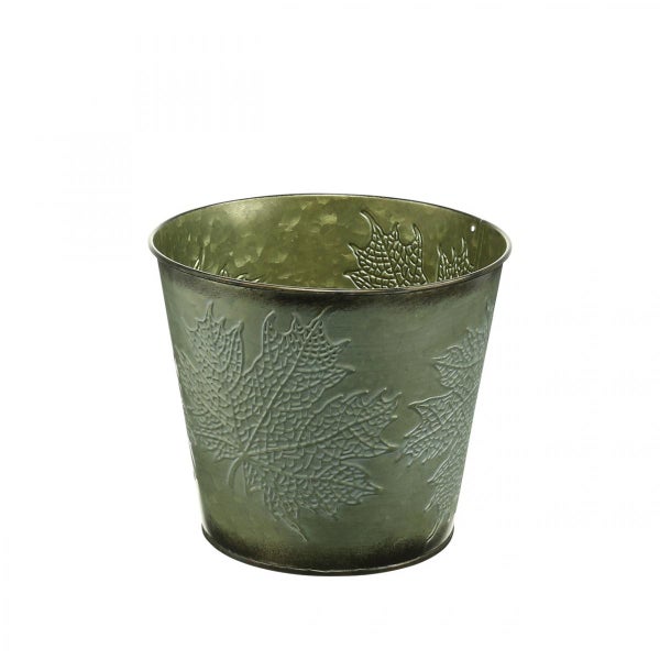 Metall Pflanzgefäß mit Ahornblattmuster