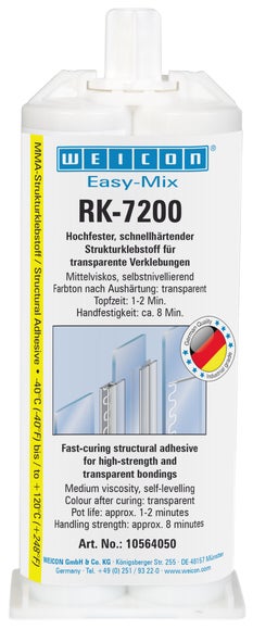 WEICON Easy-Mix RK-7200 | Acrylat-Strukturklebstoff, schlagfest | 50 ml | transparent, farblos