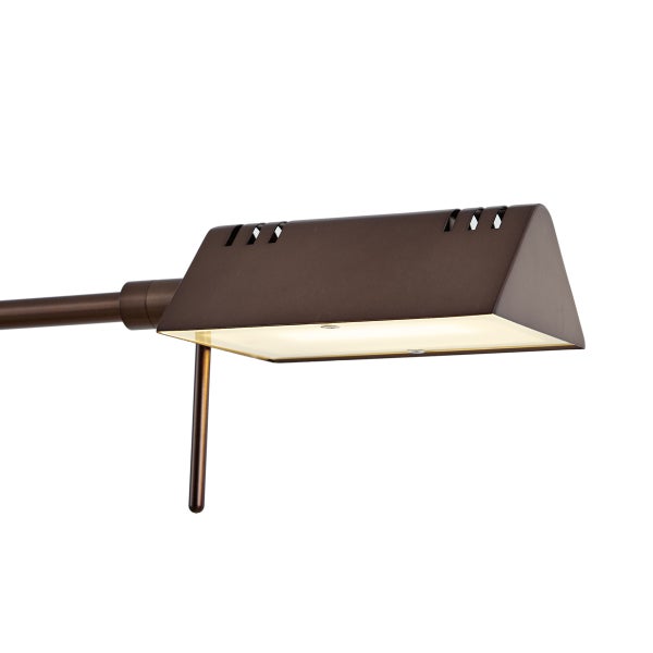 Schwenkbarer Lampenkopf einer LED Schreibtischlampe aus Metall in Bronze.