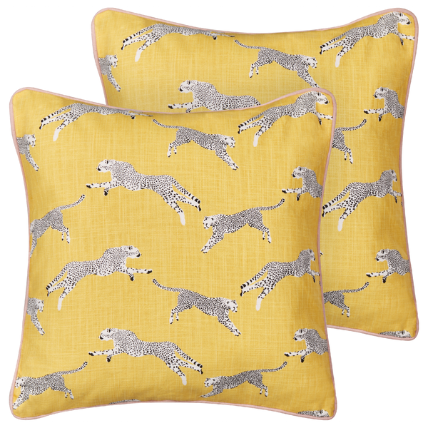 Dekokissen 2er Set ARALES Baumwolle 45 x 45 cm Gelb Tiermuster