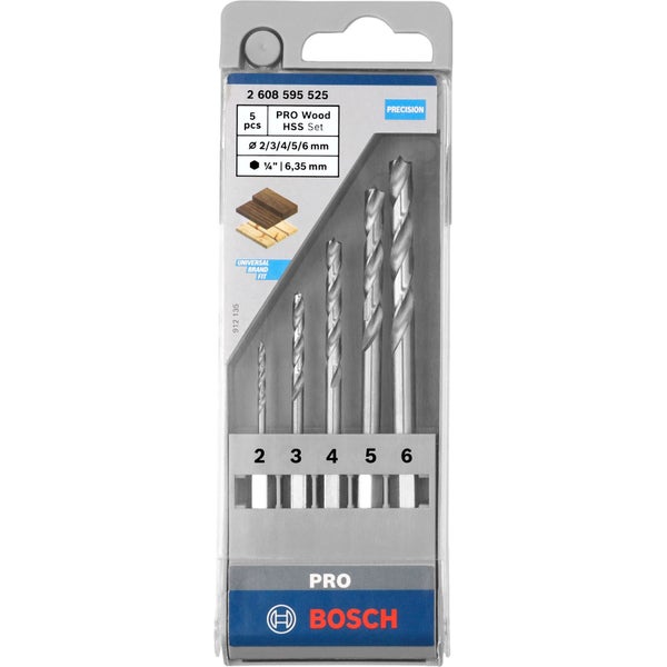 Bosch PRO Wood HSS Holzspiralbohrer-Set. 5-tlg. - 2608595525