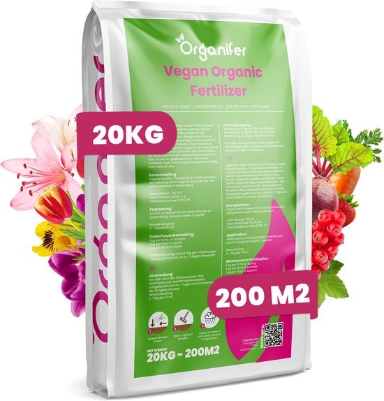 Organifer Vegan Bio Dünger, 20 kg Packung für 200 m²