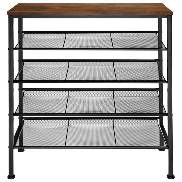 Schuhregal tectake Bournemouth 75,5 x 30,5 x 85,5 cm Industrial Style Industrial Holz dunkel, rustikal