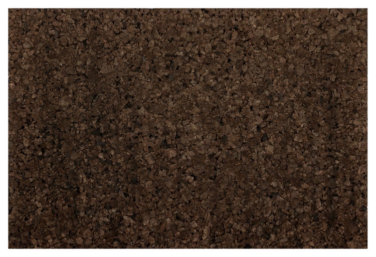 Dunkle Korkoberfläche mit grober Körnung für Wandverkleidungen oder Pinnwände.