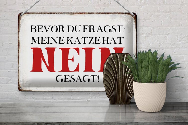 Blechschild Spruch 30x20cm meine Katze hat nein gesagt