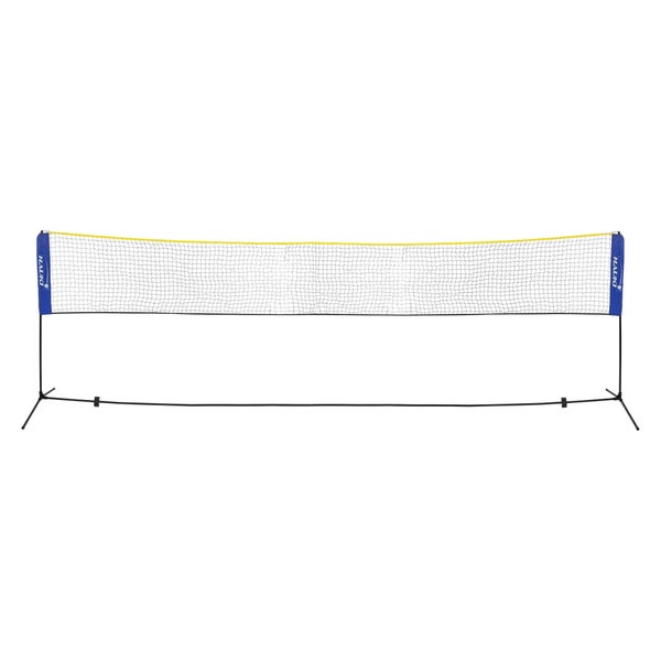 Hauki Badminton Netz, Tennisnetz 500cm, Blau, H156cm, Federballnetz Set inkl. 3x Federball, Transporttasche, stabilem Eisen-Gestell, Tragbares Volleyballnetz, Trainingsnetz Indoor & Outdoor, Garten