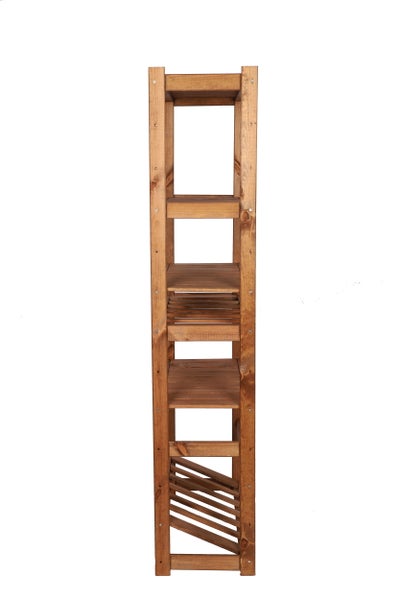 PROREGAL Getränkekisten- & Weinregal SPREEWALD HxBxT 163x70x33cm 6 Flaschen auf 1 Ebene + 1 Ebene für Kisten + 4 Ablagen Massives Kiefernholz Braun geölt