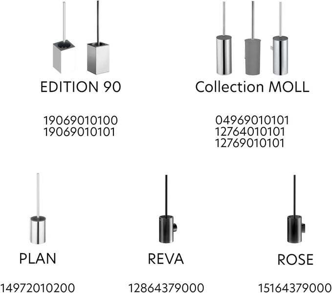 Verschiedene WC-Garnituren der Serien Edition 90, Collection Moll, Plan, Reva und Rose