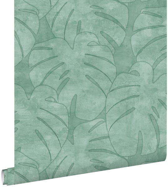 ESTAhome Tapete Monstera-Blätter Mintgrün - 53 cm x 10.05 m - 139003