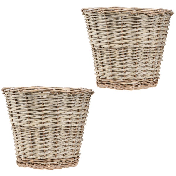 Zwei geflochtene Pflanzkörbe aus Weide