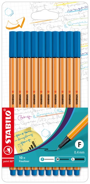 STABILO Fineliner Fineliner point 88, 10er Set - blau