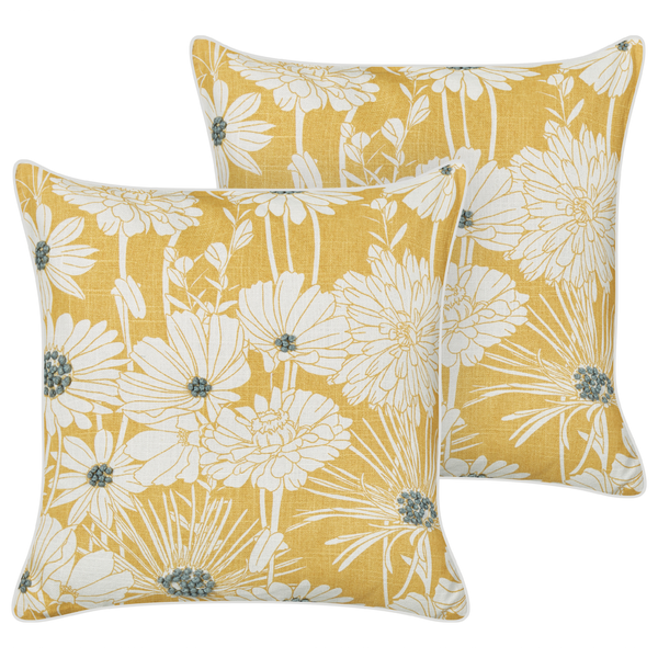 Dekokissen 2er Set SCIRPUS Baumwolle 45 x 45 cm Gelb Blumenmuster