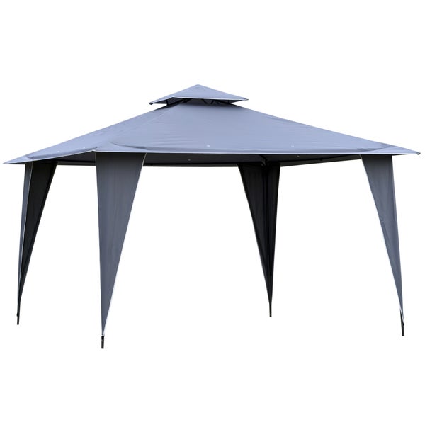 Outsunny Pavillon, Partyzelt mit Doppeldach, 3,45x3,45x2,68m, Metall,Polyester, Grau