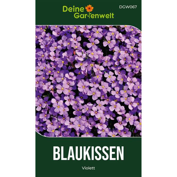 Samenpaket Blaukissen violett, Deine Gartenwelt Logo.