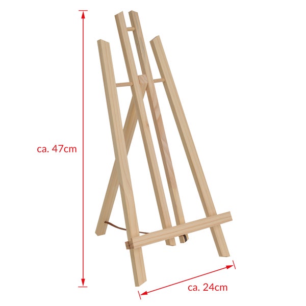 Staffelei aus Holz, circa 47 cm hoch und circa 24 cm breit