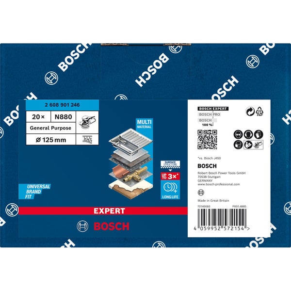 Bosch 20x Expert N880 Vliesscheibe für Exzenterschleifer 125 mm Mehrzweck XS - 2608901246