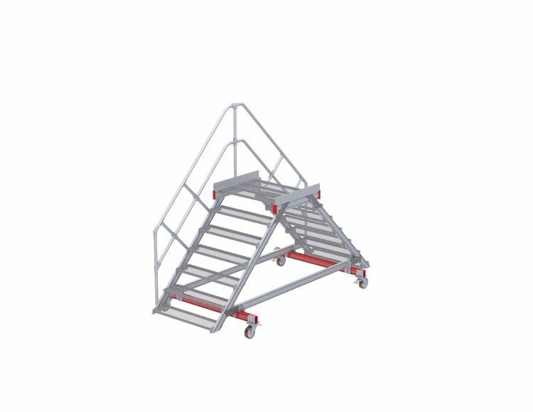 Rollbare Treppe aus Metall mit Geländer für den Einsatz in Werkstätten und Lagern