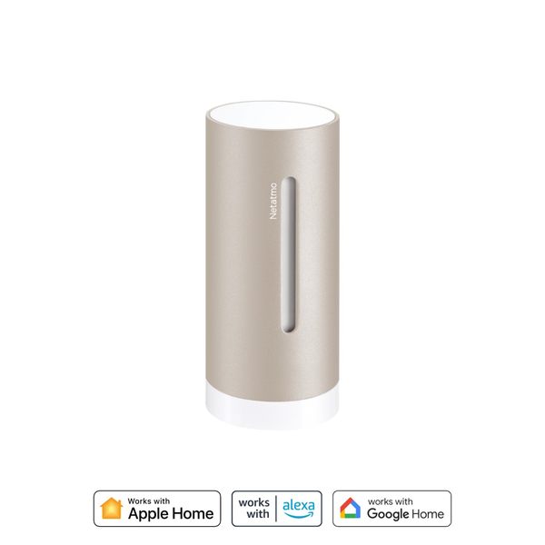 Zylindrisches Netatmo Innenmodul für Smart Home Wetterstation zur Messung von Luftqualität Temperatur und Luftfeuchtigkeit.