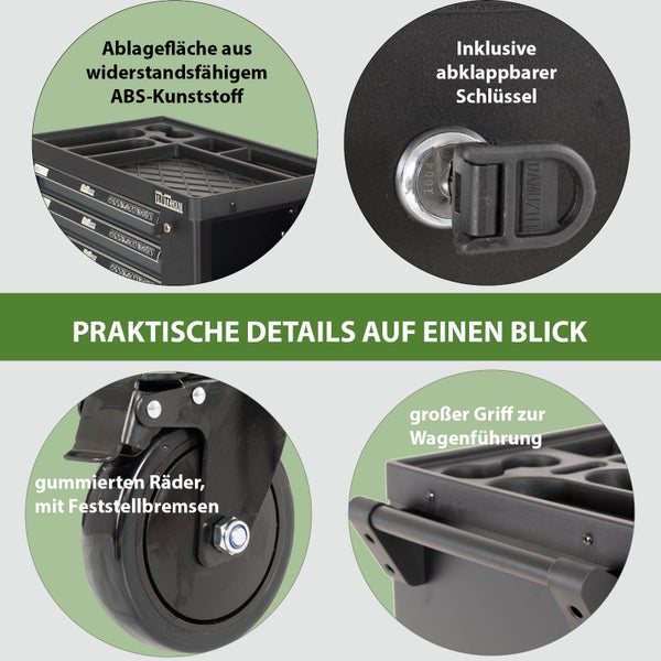 Werkstattwagen Premium plus unbestückt 7 Schubladen Seitentür Softclose Interloc abschließbar