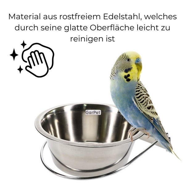 Edelstahlnapf zum Einhängen 1,40 L mit Schraubenhalterung