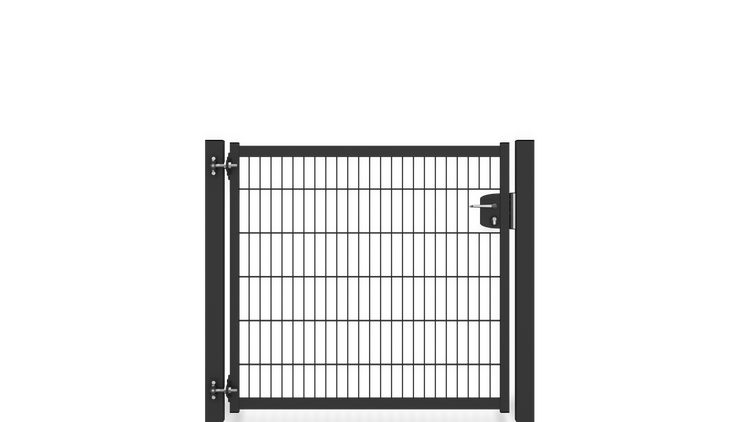 Gartentür ZAUNGURU BASIC-Line aus Metall, Höhe: 123cm, Breite: 150cm, 1-flügelig inkl. Pfosten, Locinox-Schloss und Zubehör, Feuerverzinkt und zusätzlich in RAL 7016 Anthrazitgrau pulverbeschichtet