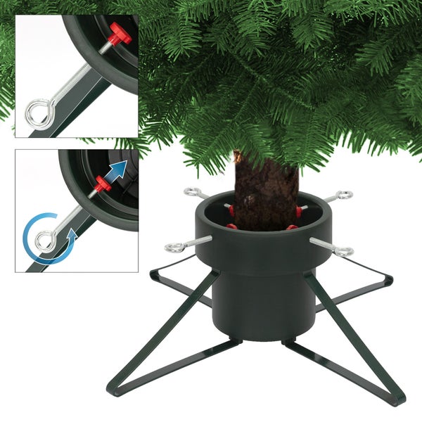 ECD Germany Weihnachtsbaumständer mit Wasserschale und 4 Feststellschrauben, Dunkelgrün, Metall Christbaumständer, Tannenbaumständer für Bäume bis 250 cm Höhe, Sternförmige Weihnachtsbaum Ständer