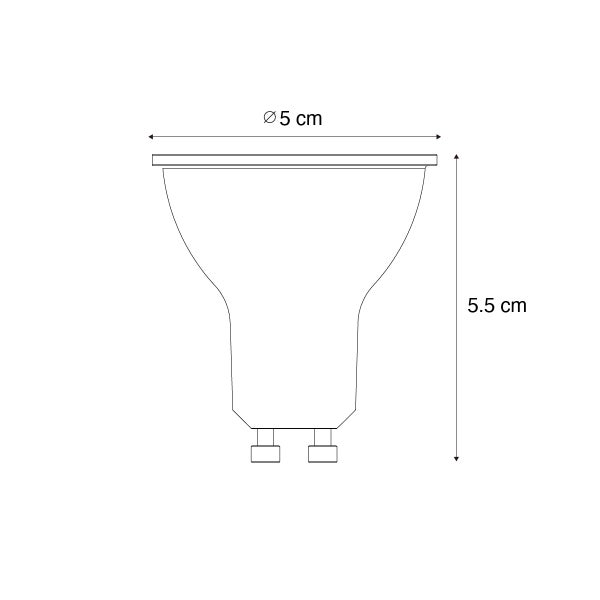 Set mit 5 GU10 dimbare LED lamp 3W 200 lm 2200 - 6500K