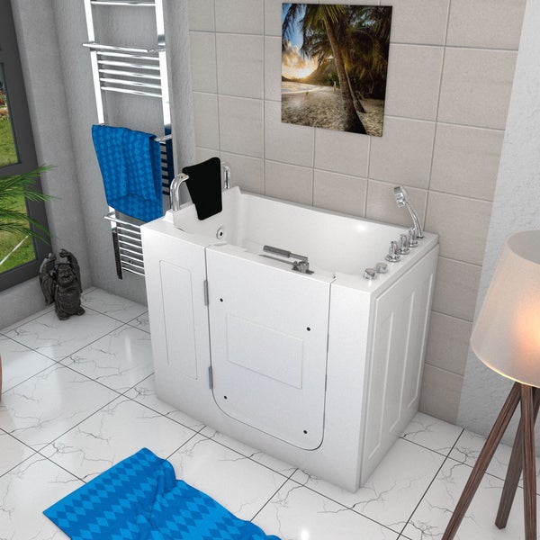 Sitzwanne Whirlpool Badewanne Tür S08WP-TH-B-L 110x68cm