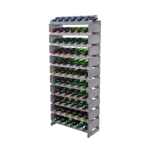Weinregal VINOTECA FLEX PRO HxBxT 149x65x28cm 66 Flaschen auf 11 Ebenen Massives Kiefernholz Grau