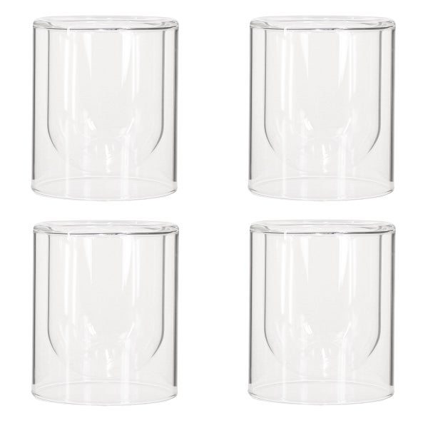 Set aus vier doppelwandigen Gläsern aus Glas.