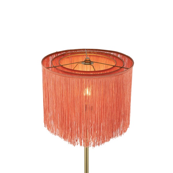 Stehlampe mit Lampenschirm aus Fransen
