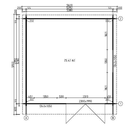 Alpholz Einzelgarage 44-C Garage aus Holz in natur, Unterstellplatz mit 44 mm Wandstärke, Fertiggarage mit Montagematerial imprägniert 5,1x5,3m