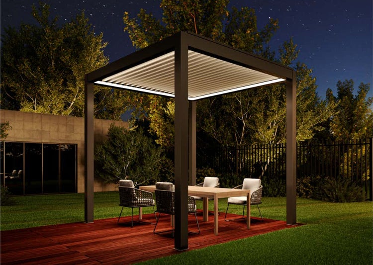 Huun Pergola Mezzo aus Metall in Grau 3x3m