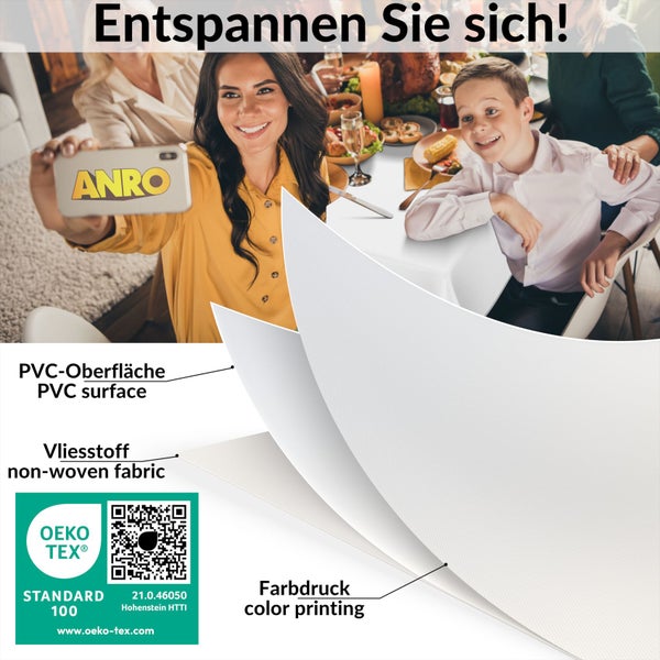 ANRO Tischdecke mit PVC-Oberfläche und Vliesstoff