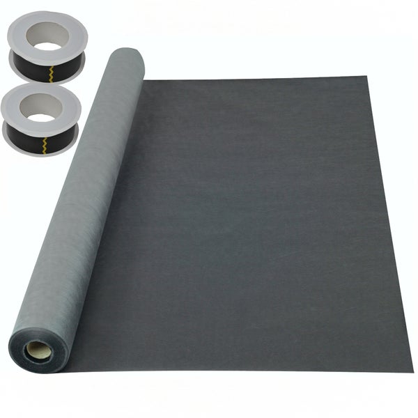EPDM-Dachfolie auf Rolle inklusive zwei Rollen Dichtungsband zur Abdichtung.