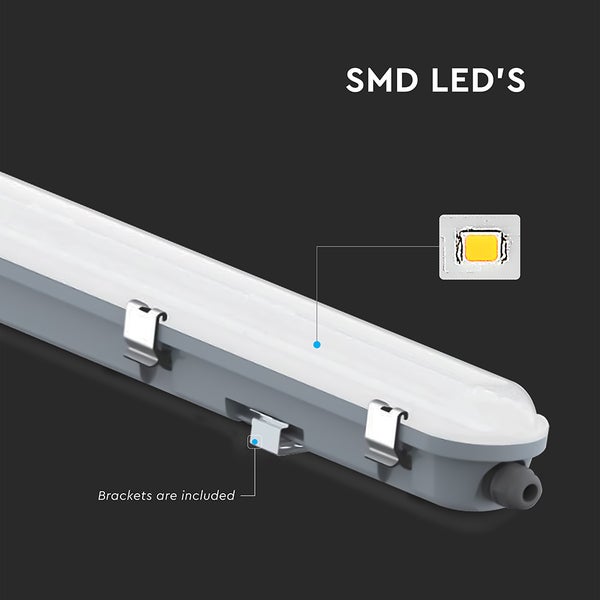 Feuchtraumleuchte mit SMD-LEDs und inklusive Halterungen