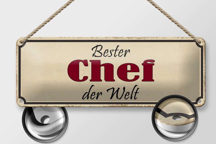 Blechschild Spruch 27x10cm bester Chef der Welt Arbeit Dekoration