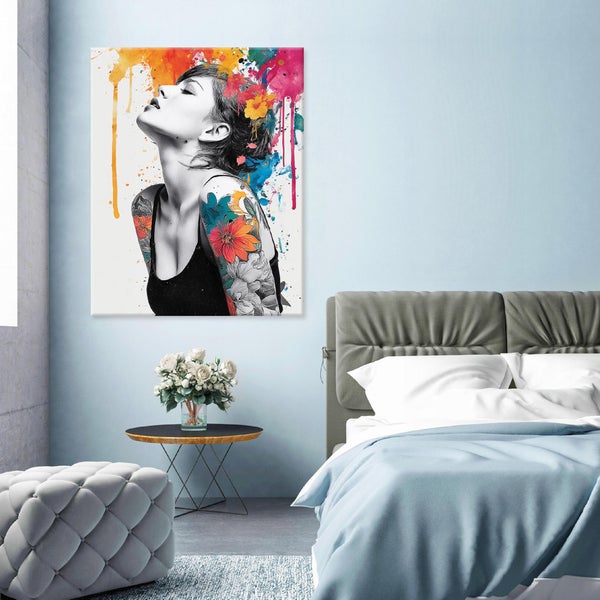 Leinwandbild Abstrakt Frau Bunt Schlafzimmer Wohnzimmer Bilder 120x80 cm