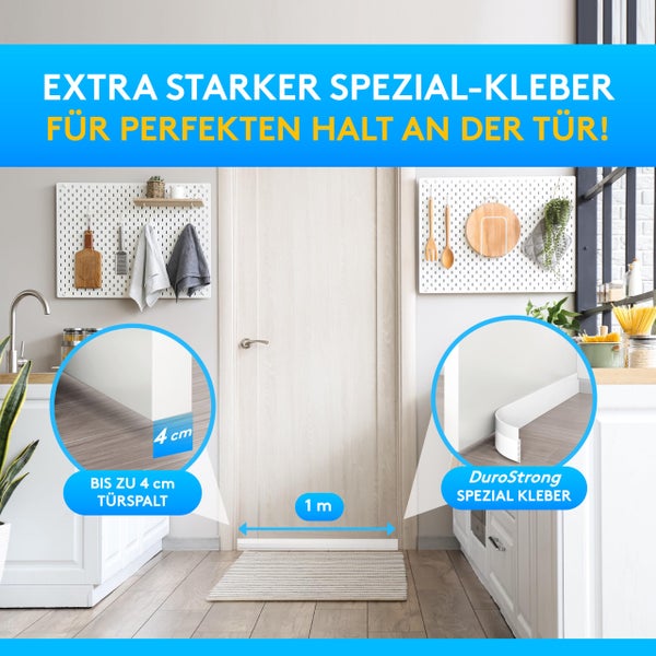 SilverRack Zugluftstopper für Türen Weiß [1 x 1m] - Zuschneidbare Türdichtung selbstklebend - Türdichtung unten - Gummilippe Tür Dichtung Zugluft - Tür Windschutz, Schallschutz & Kälteschutz