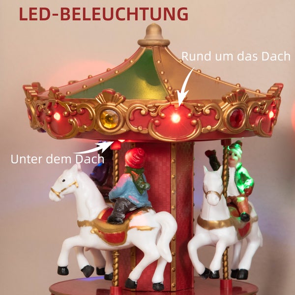 HOMCOM Weihnachtsspieluhr, 13 x 13 x 18,5 cm, HIPS(Kunststoff), LED, Rot