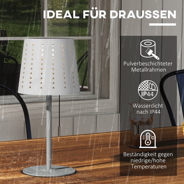 Outsunny Solar Tischlampe, 14cm x 14cm x 30cm, Metall, Hellgrau