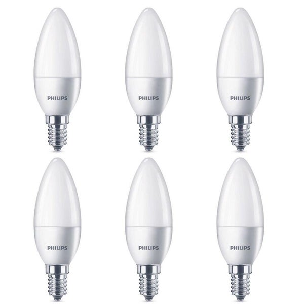 Philips LED Lampe ersetzt 40W, E14 Kerzenform B35, weiß, warmweiß, 470 Lumen, nicht dimmbar, 6er Pack