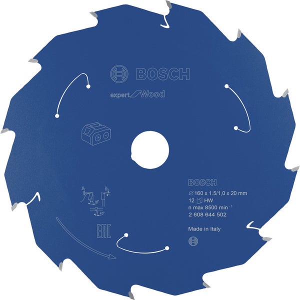 Bosch Kreissägeblatt Expert for Wood für Akku-Handkreissägen 160 x 1,5 x 20 mm 12 - 2608644502