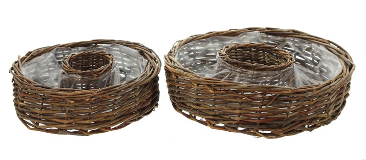 FRANK FLECHTWAREN | Pflanzrad, 2er Set, WEIDE, Ø 30 x 9 cm, Ø 37 x 9 cm