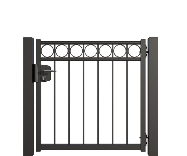 Gartentor mit Schloss und rundem Designelement