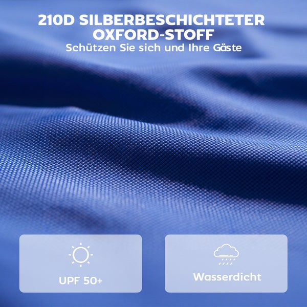 Nahaufnahme von 210D silberbeschichtetem Oxford-Gewebe mit UV-Schutz 50 Plus und wasserdichten Eigenschaften.