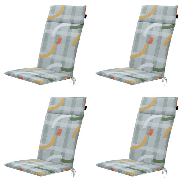 Hochlehnerauflage Tess orange - Ca. 120x50 cm - 4er-Set